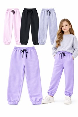 Pantalon frisa premium clasico nena con puño. Colores: negro, lila,gris claro,rosa, jaspeado.  Labendel