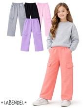 Pantalon nena frisa premium cargo. Colores: negro,lila, gris claro, rosa, jaspeado. Labendel