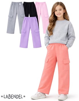 Pantalon nena frisa premium cargo. Colores: negro,lila, gris claro, rosa, jaspeado. Labendel
