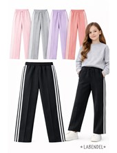 Pantalon frisa premium de nena con tiras a los costados. Labendel