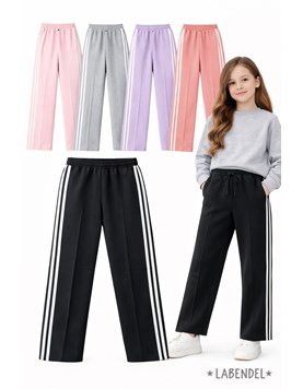 Pantalon frisa premium de nena con tiras a los costados. Labendel