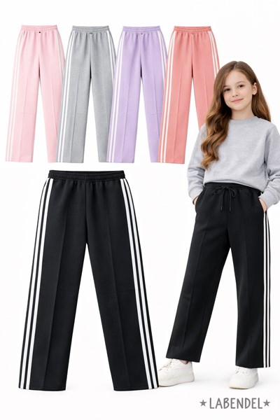 Pantalon frisa premium de nena con tiras a los costados. Labendel