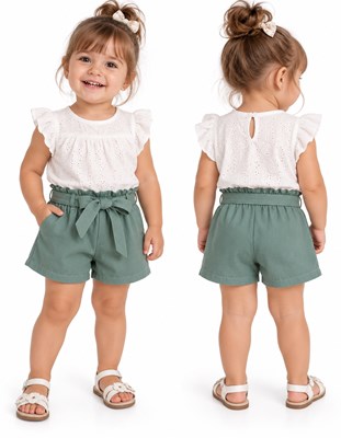 Short tusor COLOR OLIVA con cinto de beba. Labendel