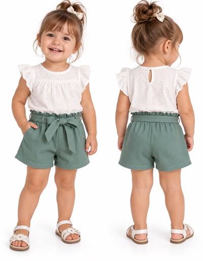 Short tusor COLOR OLIVA con cinto de beba. Labendel