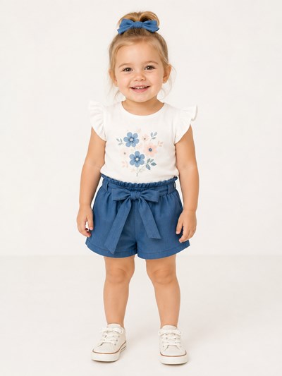 Short tusor COLOR JEAN con cinto de beba. Labendel