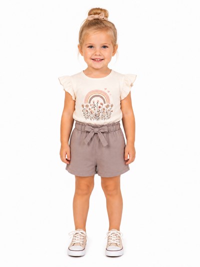 Short tusor COLOR TOSTADO con cinto de beba. Labendel