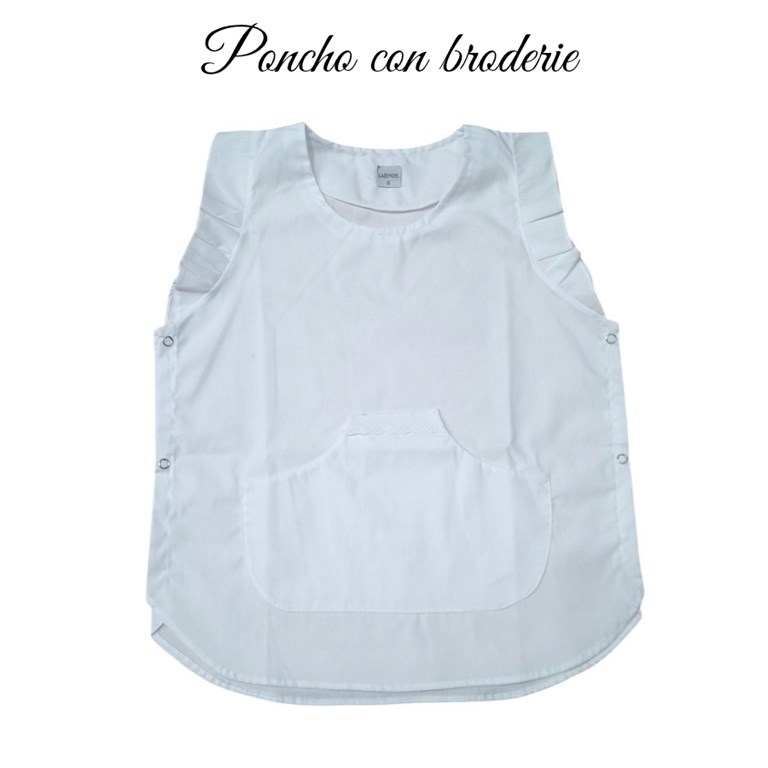 PONCHO NENA BRODERIE GUARDAPOLVO SIN MANGA CON BROCHES ARCIEL. LABENDEL