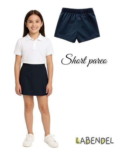 SHORT  PAREO AZUL GABARDINA COLEGIAL LABENDEL