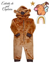 Enterito Capibara kigrumi pijama niña/o con bordados en capucha. Labendel