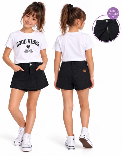 Short pareo gabardina negro. Labendel
