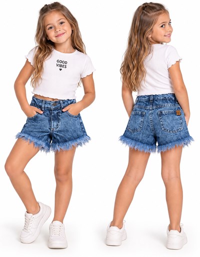 Short jean lavado deflecado nena Labendel