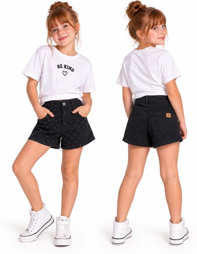 Short con strass gabardina negro nena Labendel