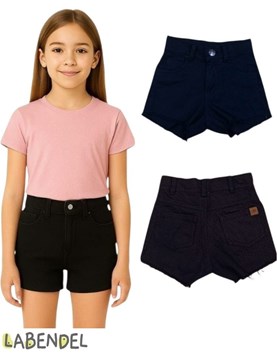 Short jean negro deflecado abajo nena. Labendel