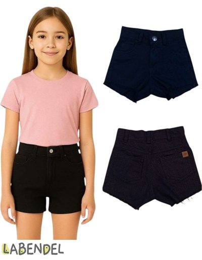 Short jean negro deflecado abajo nena. Labendel