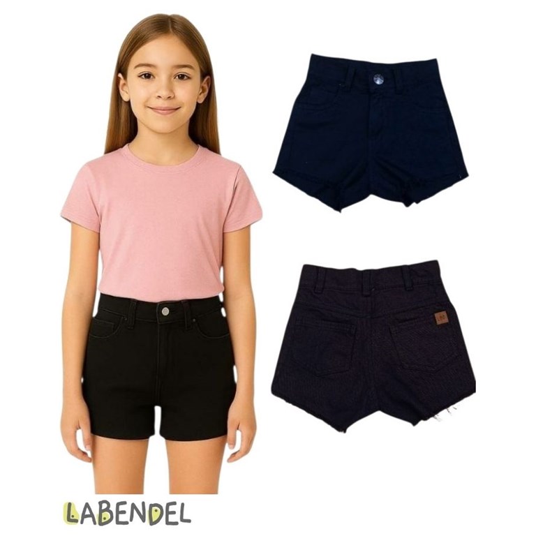 Short jean negro deflecado abajo nena. Labendel