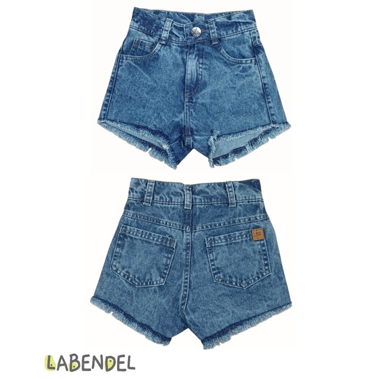 Short jean azul degrade deflecado nena. Labendel