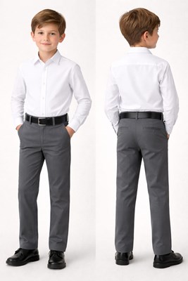 PANTALON CORTE CHINO GRIS GABARDINA ELASTIZADA LABENDEL