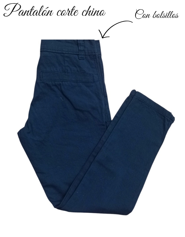 Pantalon corte chino online azul