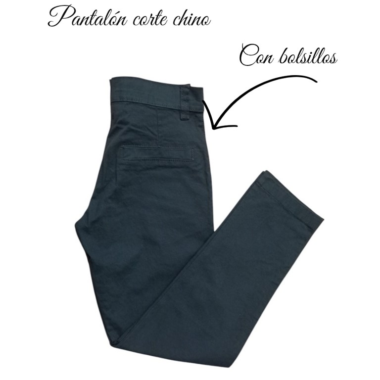 PANTALON NEGRO CORTE CHINO PARA NIÑO GABARDINA ELASTIZADA LABENDEL