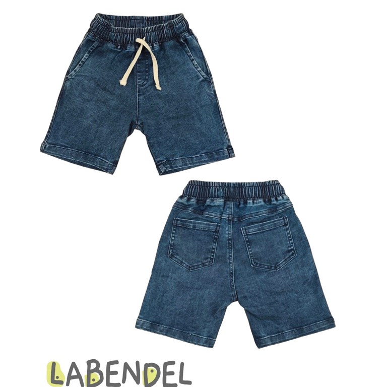 BERMUDA JEAN 'SUPER ELASTIZADO' NIÑO CON CORDON REGULADOR EN CINTURA. COLORES: AZUL - AZUL CLARO. LABENDEL