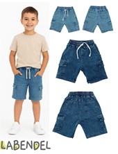 BERMUDA  CARGO JEAN 'SUPER ELASTIZADO' NIÑO CON CORDON REGULADOR EN CINTURA. COLORES: AZUL - AZUL CLARO. LABENDEL