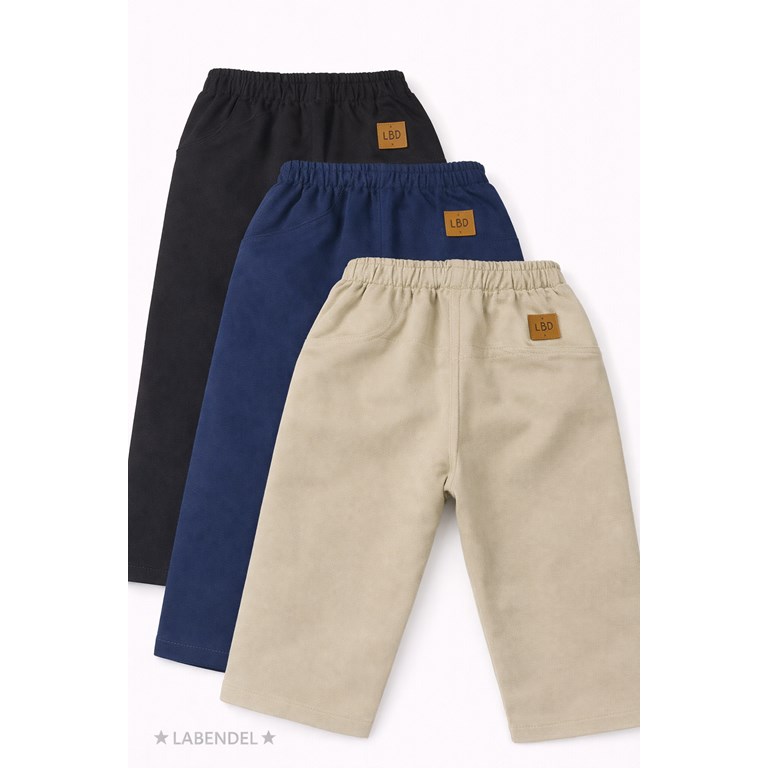 Pantalon chino gardina elastizada recto bebe. Colores: Negro, Beige, Azul. Labendel