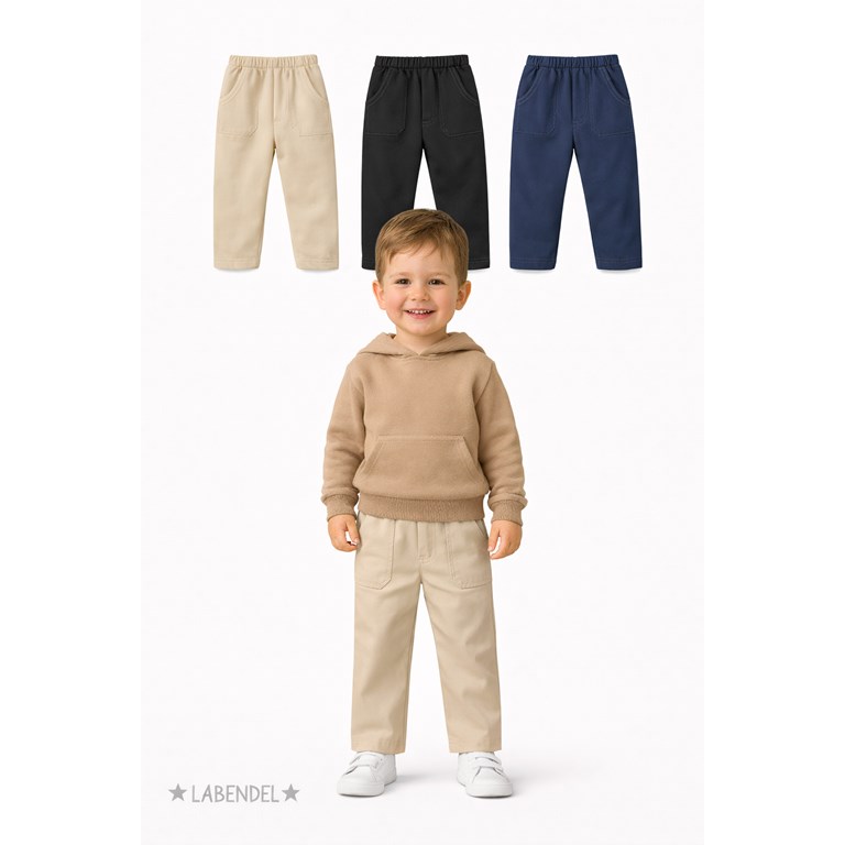 Pantalon bebe recto carpintero gabardina elastizada. ColoreS: Negro, beige, azul. Labendel