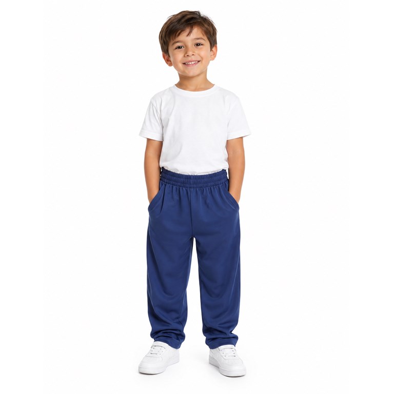 PANTALON PARA NENE DE ACETATO FRISADO AZUL CON BOLSILLOS