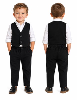 Conjunto 2 piezas BEBE NEGRO: Chaleco + pantalon bengalina premium. Labendel