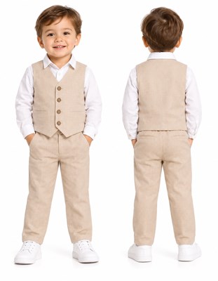 Conjunto 2 piezas BEBE BEIGE: Chaleco + pantalon bengalina premium. Labendel