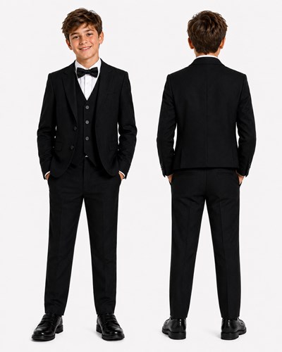 Conjunto 3 piezas NIÑO NEGRO: Saco+ Chaleco + pantalon bengalina premium. Labendel