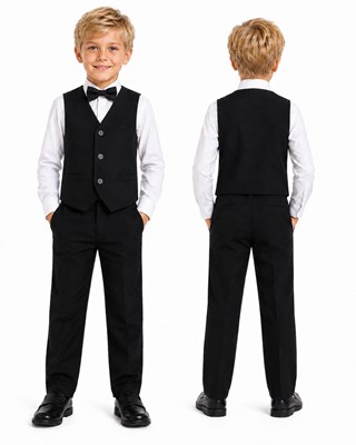 Conjunto 2 piezas NIÑO NEGRO: Chaleco + pantalon bengalina premium. Labendel