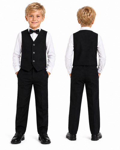 Conjunto 2 piezas NIÑO NEGRO: Chaleco + pantalon bengalina premium. Labendel