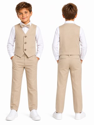 Conjunto 2 piezas NIÑO BEIGE: Chaleco + pantalon bengalina premium. Labendel