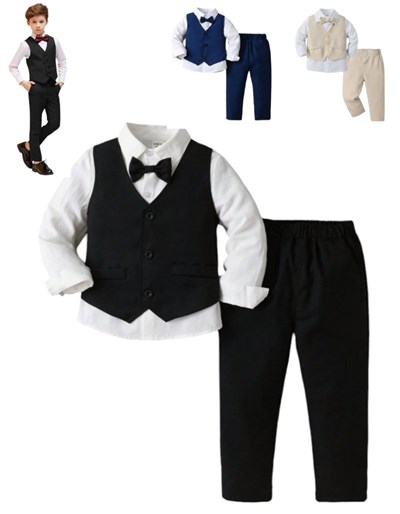 CONJUNTO DE: (CHALECO + PANTALON) BENGALINA ELASTIZADA PREMIUM PARA NIÑOS. COLORES: NEGRO ARENA AZUL. LABENDEL