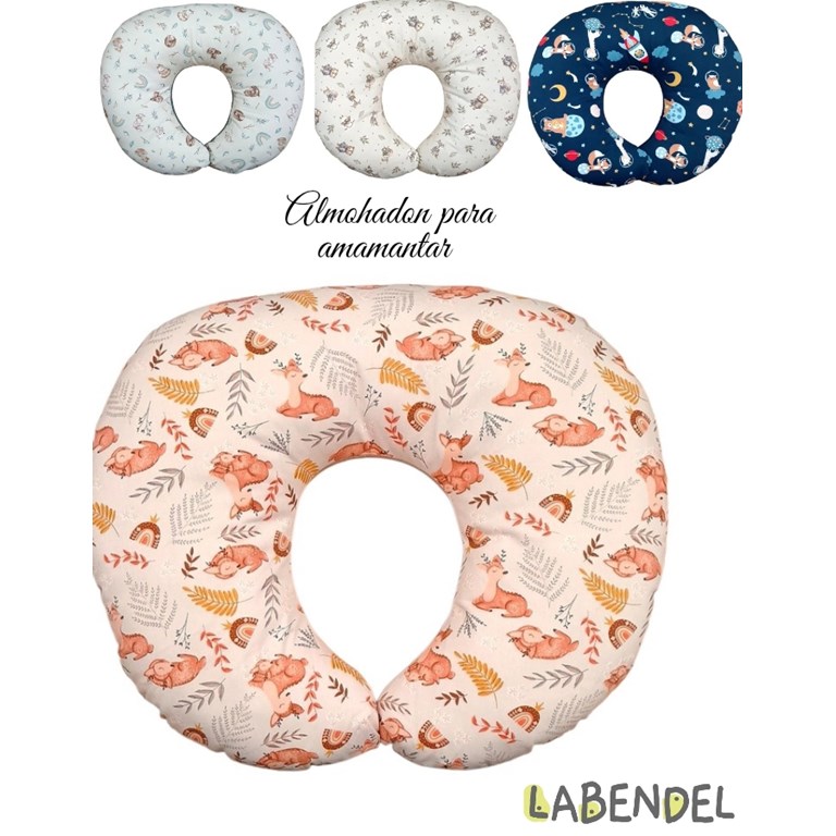 Almohadon lactancia para amamantar relleno vellon siliconado. Medidas aprox: 65x60cm. Cierre y funda labable (higiene asegurada). Diseño ergonomico. Colores y estampas surtidas: Unisex-Varon-Nena. Lab