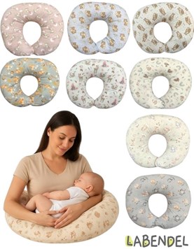 Almohadon lactancia para amamantar relleno vellon siliconado. Medidas aprox: 65x60cm. Cierre y funda labable (higiene asegurada). Diseño ergonomico. Colores y estampas surtidas: Unisex-Varon-Nena. Labendel