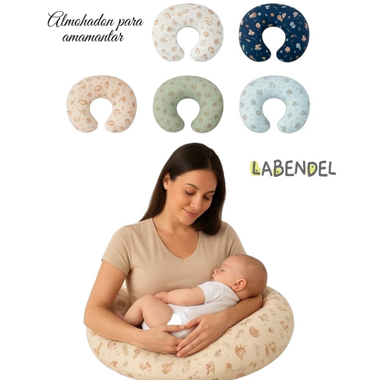 Almohadon lactancia para amamantar relleno vellon siliconado. Medidas aprox: 65x60cm. Cierre y funda labable (higiene asegurada). Diseño ergonomico. Colores y estampas surtidas: Unisex-Varon-Nena. Lab
