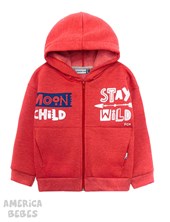 CAMPERA CON CAPUCHA FRISA JASPEADA PARA BEBE VARON ESTAMPADA MOON CHILD FACHERITOS