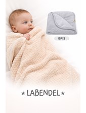 Manta recibidor tela coral fleece honey tipo peluche texturada. Medidas: 80 x 70 cm. Colores: Gris-Beige-Rosa bb- Celeste. Labendel