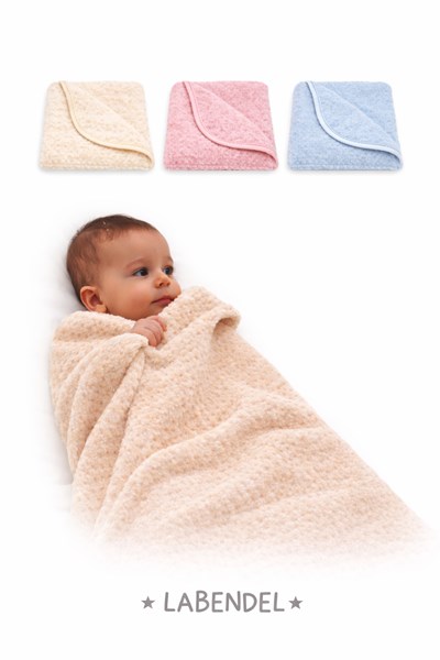 Manta recibidor tela coral fleece honey tipo peluche texturada. Medidas: 80 x 70 cm. Colores: Gris-Beige-Rosa bb- Celeste. Labendel