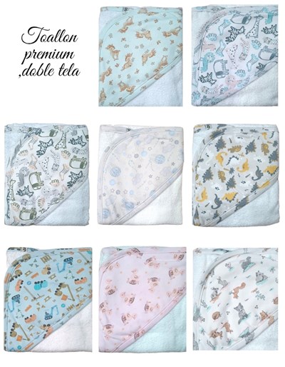 Toallon DOBLE 'calidad premium' con capucha estampado. Medidas: 0,80 x 0,75. Multiples estampas. Labendel