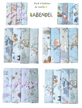 SET X 4 UNIDADES BABITAS CON TOALLA ABSORBENTE. ESTAMPAS SURTIDAD: UNISEX, VARON Y NENA. LABENDEL