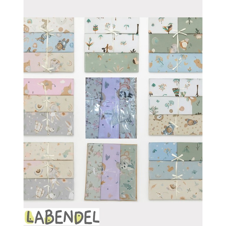Pack x 3unidades: Babitas con toalla. Estampados surtidos. Medias de cada una: 16,5cm x 24,5cm. Labendel
