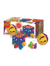 Set de regalo 3 en 1. Cubo Encastre Didactico,
 morllos y pelota sonajero 32X14X14 CM Duravit