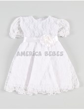 VESTIDO NIÑA TUSOR SIN MANGA CON VOLADOS EN BRETELES Y MOÑOS. COLORES: OLIVA-BLANCO-ROSA-GRIS TIZA-AERO-NATURAL - ROJO. LABENDEL