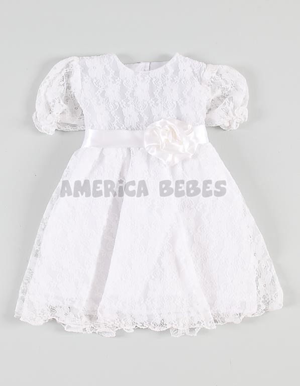 VESTIDO NIÑA TUSOR SIN MANGA CON VOLADOS EN BRETELES Y MOÑOS. COLORES: OLIVA-BLANCO-ROSA-GRIS TIZA-AERO-NATURAL - ROJO. LABENDEL