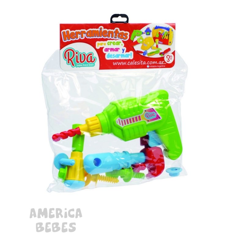 SET DE HERRAMIENTAS EN BOLSA TALADRO + 2 HERRAMIENTAS TORNILLOS Y TUERCAS CALESITA