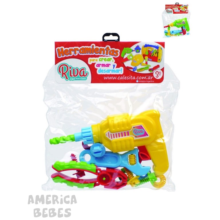 SET DE HERRAMIENTAS EN BOLSA TALADRO + 2 HERRAMIENTAS TORNILLOS Y TUERCAS CALESITA