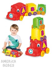 TREN APILABLE DIDACTICO CON VAGONES PARA BEBES CALESITA